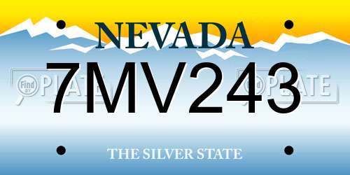 7MV243 Nevada License Plate