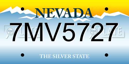 7MV5727 Nevada License Plate