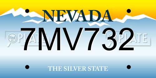 7MV732 Nevada License Plate
