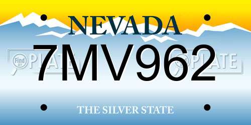 7MV962 Nevada License Plate