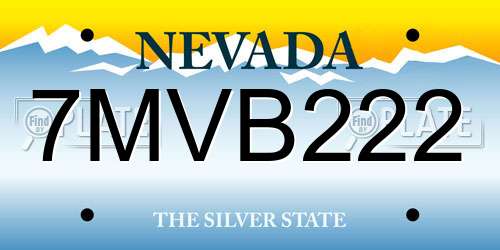 7MVB222 Nevada License Plate