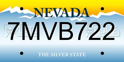 7MVB722 Nevada License Plate