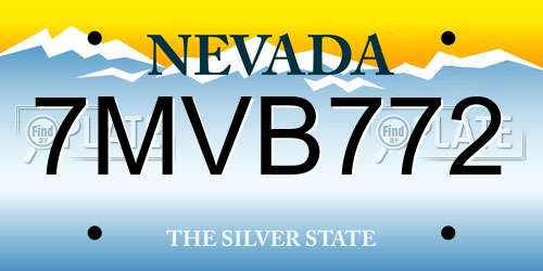 7MVB772 Nevada License Plate
