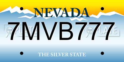 7MVB777 Nevada License Plate