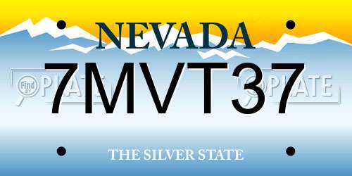 7MVT37 Nevada License Plate