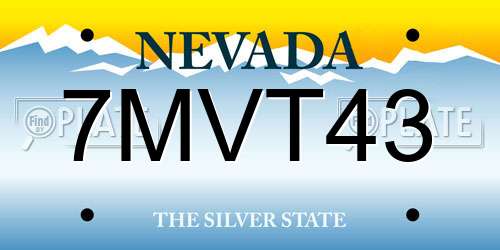 7MVT43 Nevada License Plate