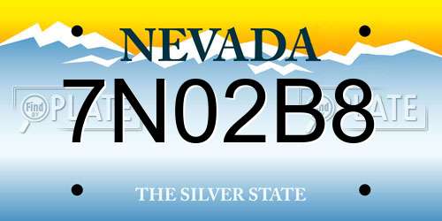 7N02B8 Nevada License Plate