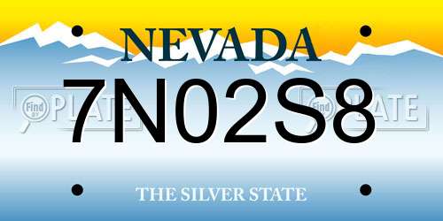 7N02S8 Nevada License Plate