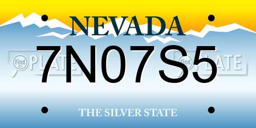 7N07S5 Nevada License Plate