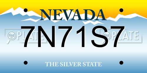 7N71S7 Nevada License Plate
