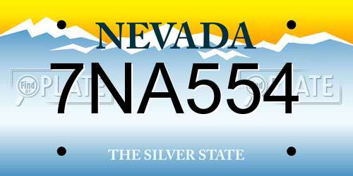 7NA554 Nevada License Plate