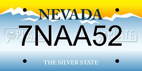 7NAA52 Nevada License Plate