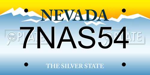 7NAS54 Nevada License Plate