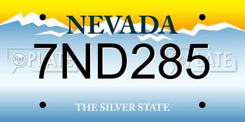 7ND285 Nevada License Plate
