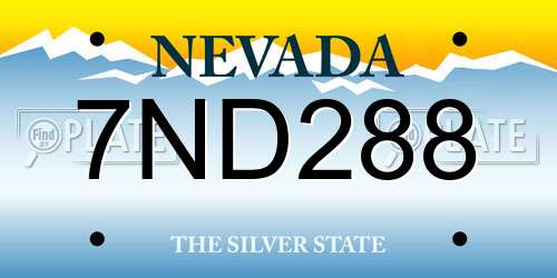 7ND288 Nevada License Plate