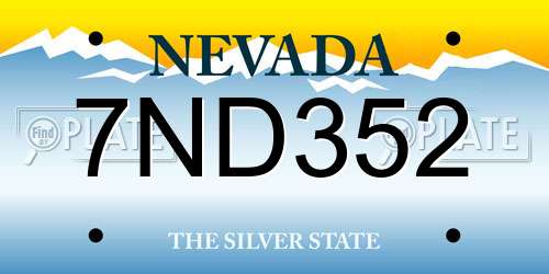 7ND352 Nevada License Plate