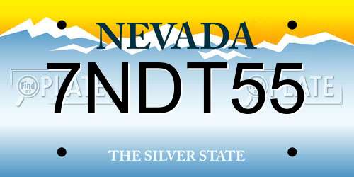 7NDT55 Nevada License Plate
