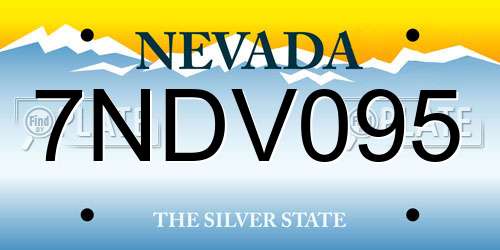 7NDV095 Nevada License Plate