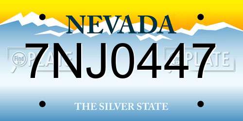 7NJ0447 Nevada License Plate