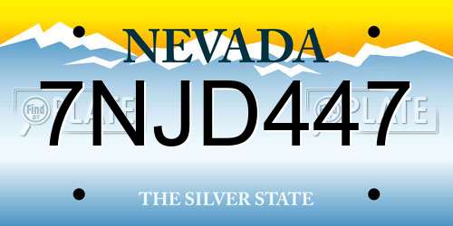 7NJD447 Nevada License Plate