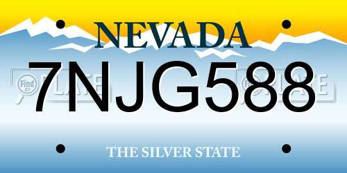 7NJG588 Nevada License Plate