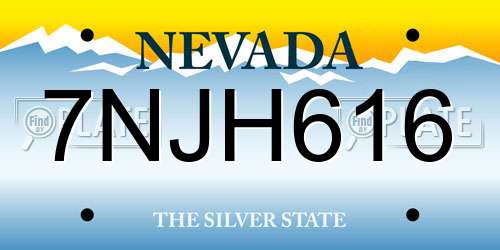 7NJH616 Nevada License Plate