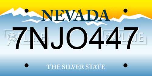 7NJO447 Nevada License Plate