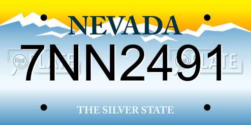 7NN2491 Nevada License Plate