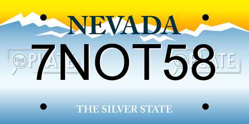 7NOT58 Nevada License Plate