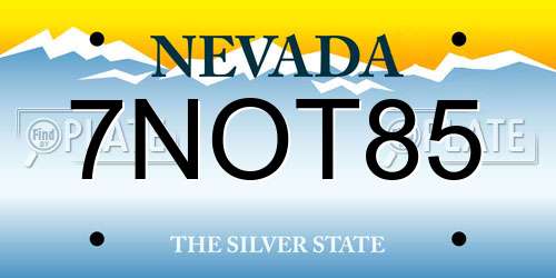 7NOT85 Nevada License Plate