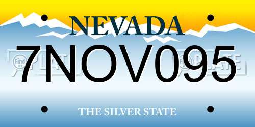 7NOV095 Nevada License Plate