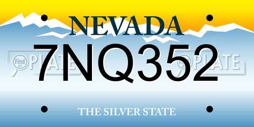 7NQ352 Nevada License Plate