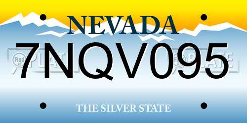 7NQV095 Nevada License Plate