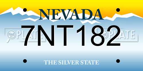 7NT182 Nevada License Plate