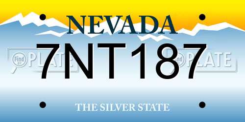7NT187 Nevada License Plate
