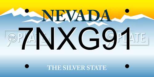 7NXG91 Nevada License Plate