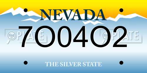 7O04O2 Nevada License Plate