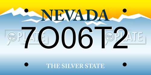 7O06T2 Nevada License Plate