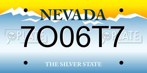 7O06T7 Nevada License Plate