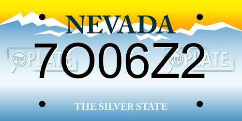 7O06Z2 Nevada License Plate