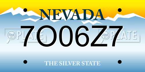 7O06Z7 Nevada License Plate