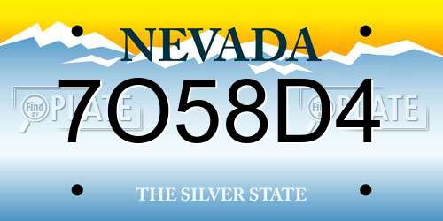 7O58D4 Nevada License Plate