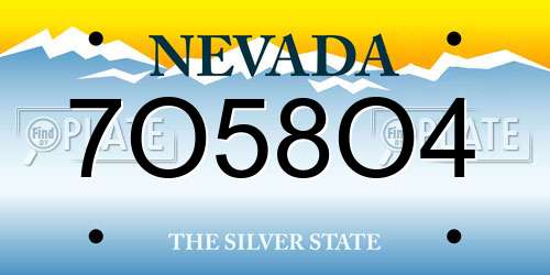 7O58O4 Nevada License Plate