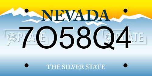 7O58Q4 Nevada License Plate