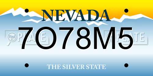 7O78M5 Nevada License Plate
