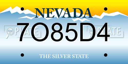 7O85D4 Nevada License Plate