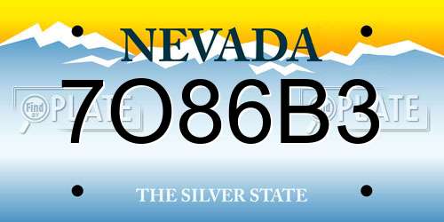 7O86B3 Nevada License Plate