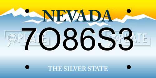 7O86S3 Nevada License Plate