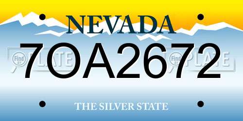 7OA2672 Nevada License Plate