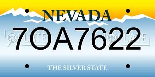 7OA7622 Nevada License Plate